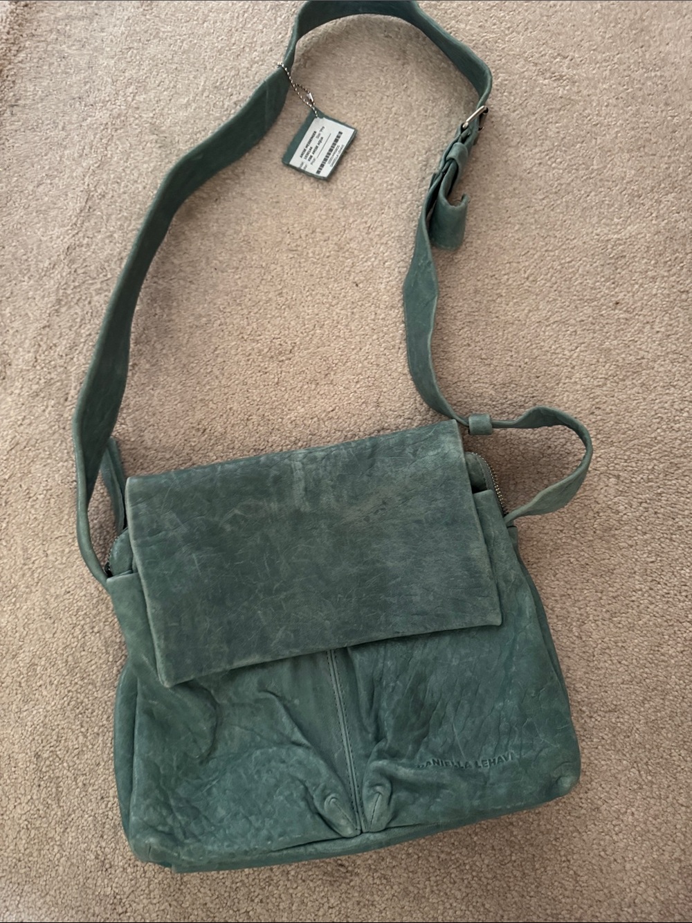 Andrea Shay Green Suede Crossbody Bag
